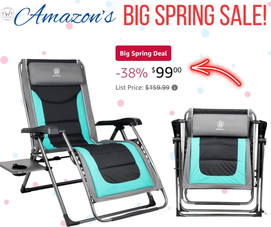 EVER ADVANCED Oversize XL Zero Gravity Patio Chair Recliner!