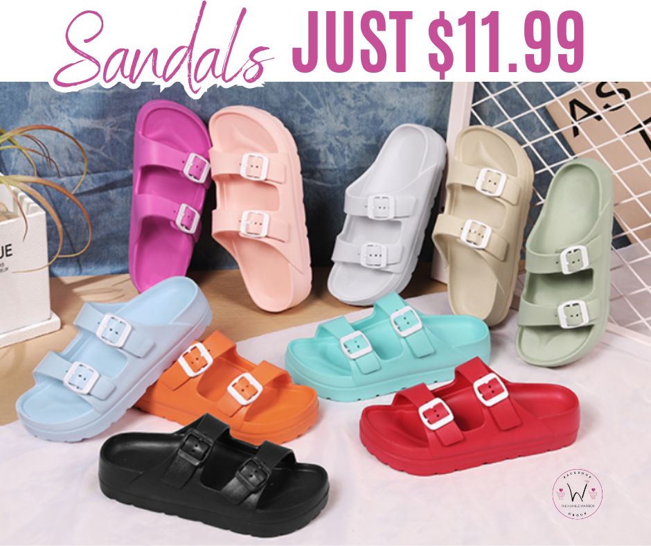 buckle platform sandals