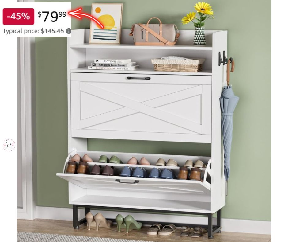 Farmhouse Style Shoe Storage Cabinet!