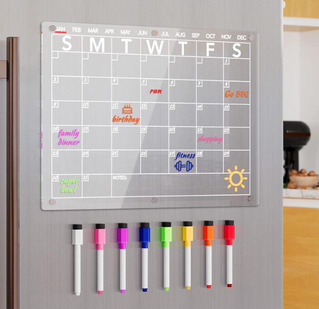 Magnetic Dry Erase Refrigerator Calendar with Markers!