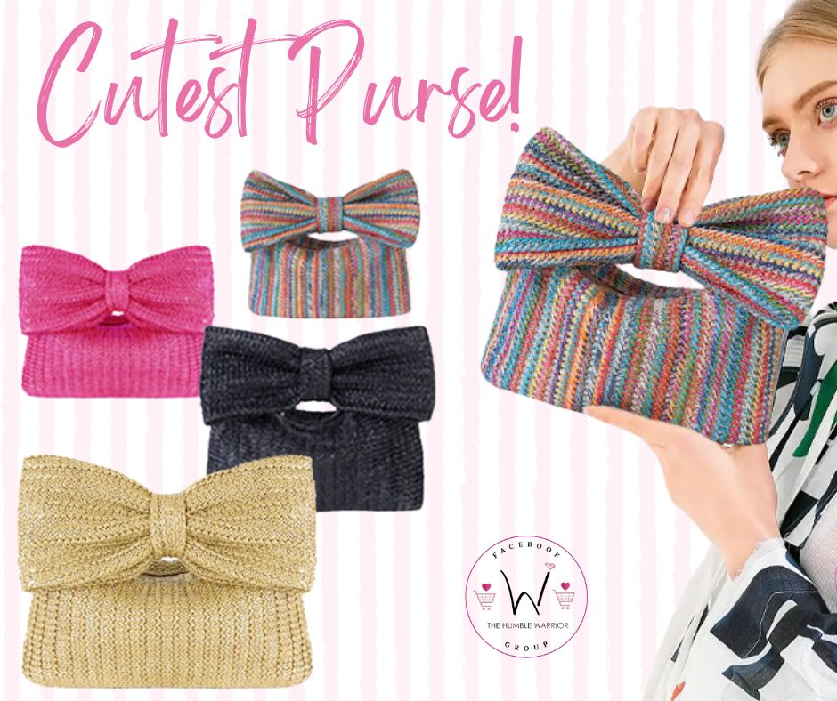 Straw Bow Clutch Purse