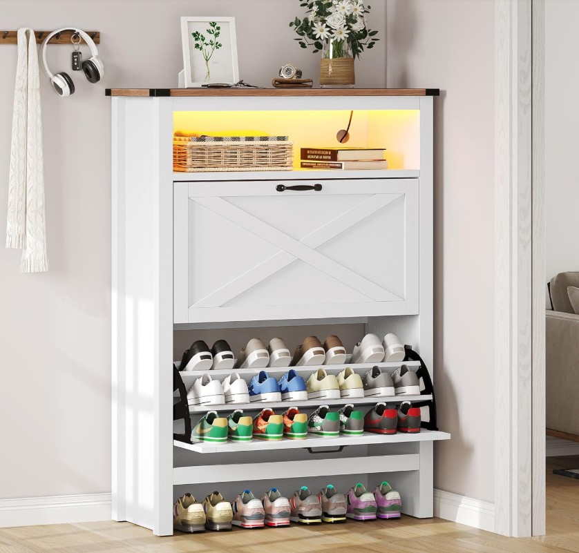 Farmhouse Style Shoe Storage Cabinet!