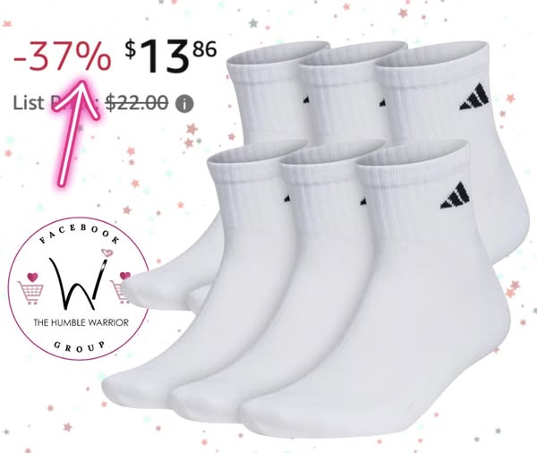 adidas Men’s Athletic Cushioned Quarter Socks