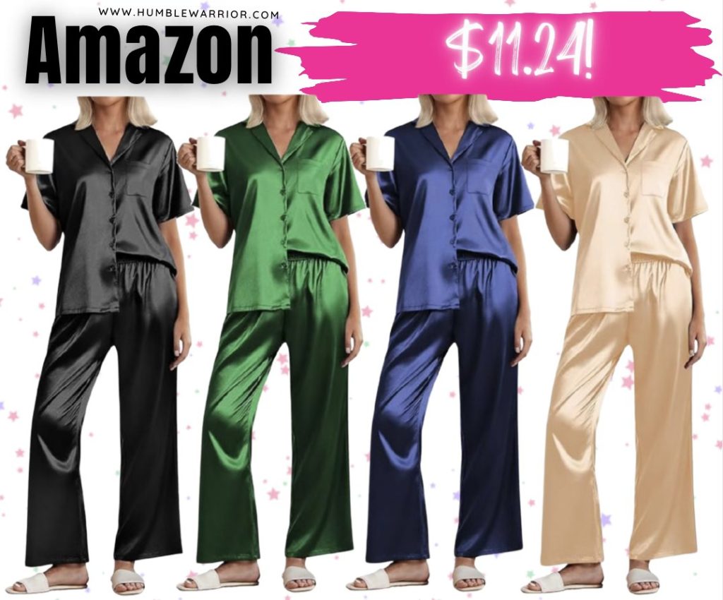 Ekouaer Silk Satin Pajama Set