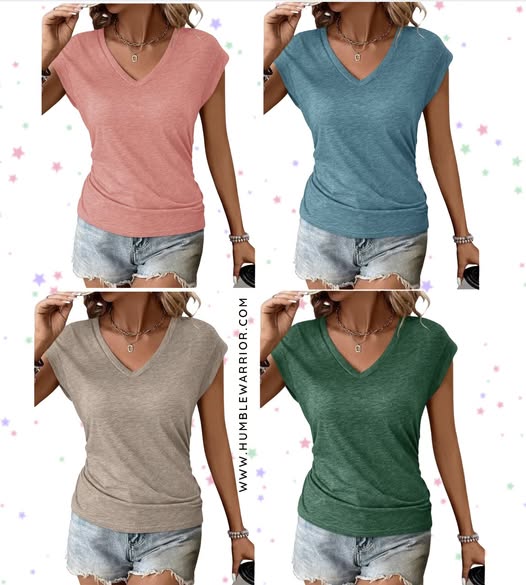 PGANDS V-Neck Cap Sleeve Top