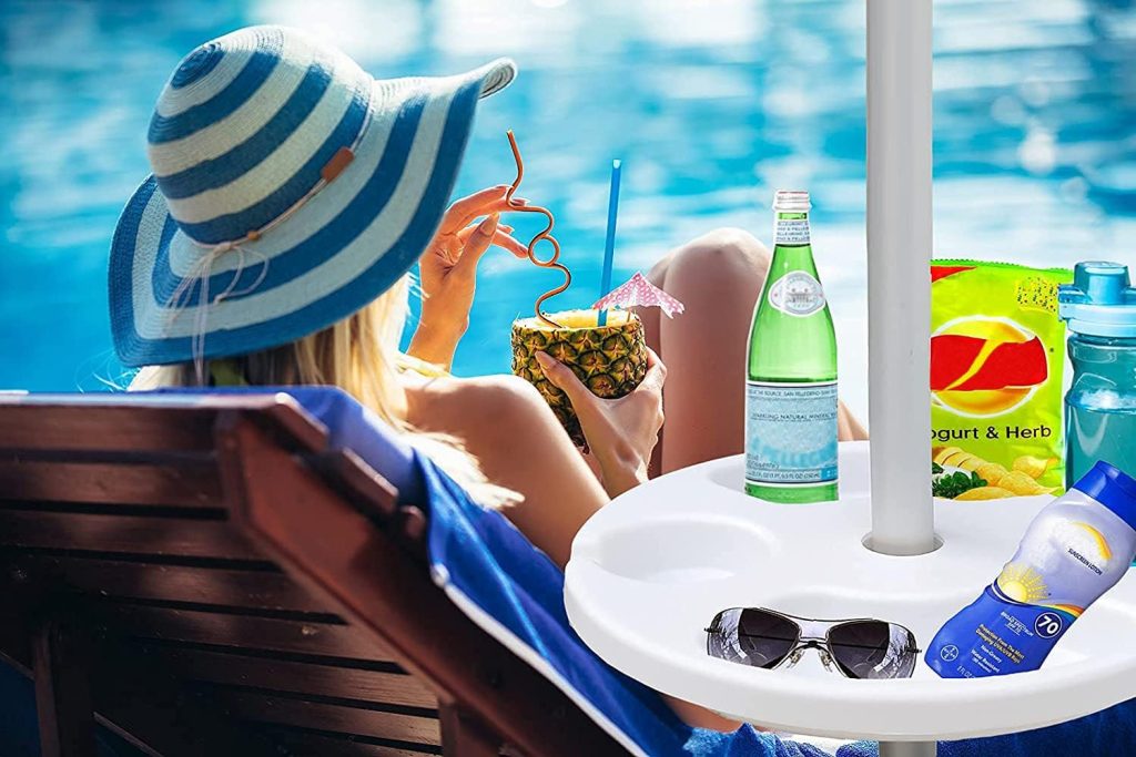 AMMSUN 13″ Beach Umbrella Table Tray
