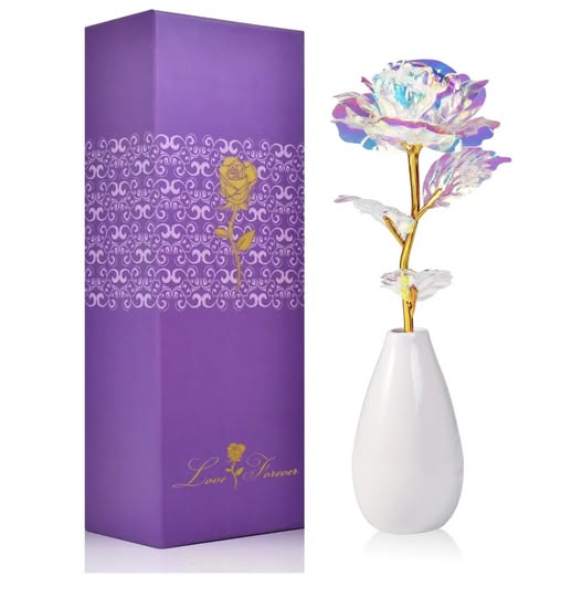 galaxy rose with a vase