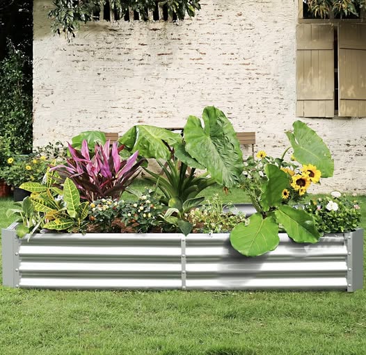 Land Guard 8×4×1ft Galvanized Metal Raised Garden Bed