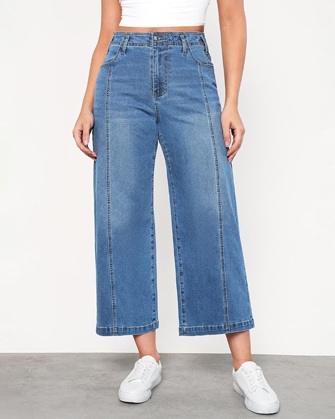 GRAPENT Cropped Wide Leg Jeans