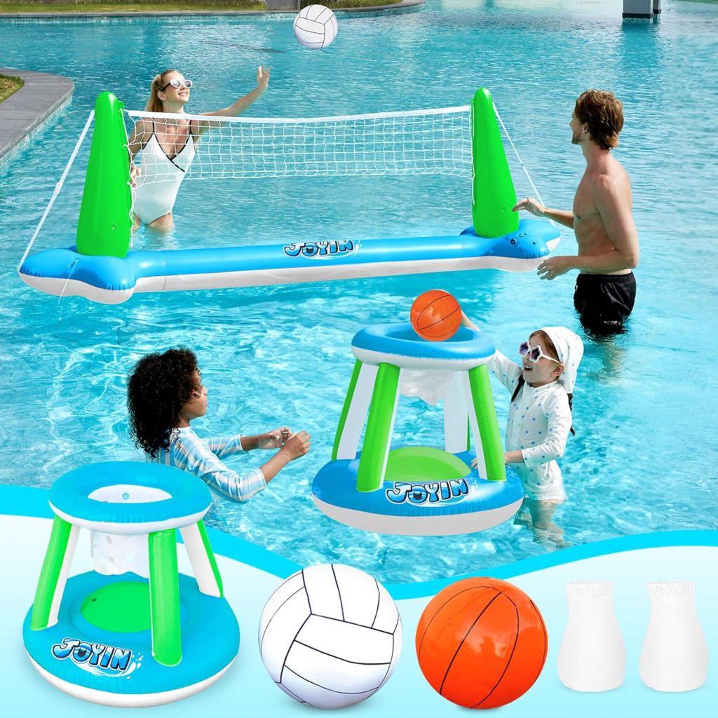 JOYIN Inflatable Volleyball Net & Basketball Hoop