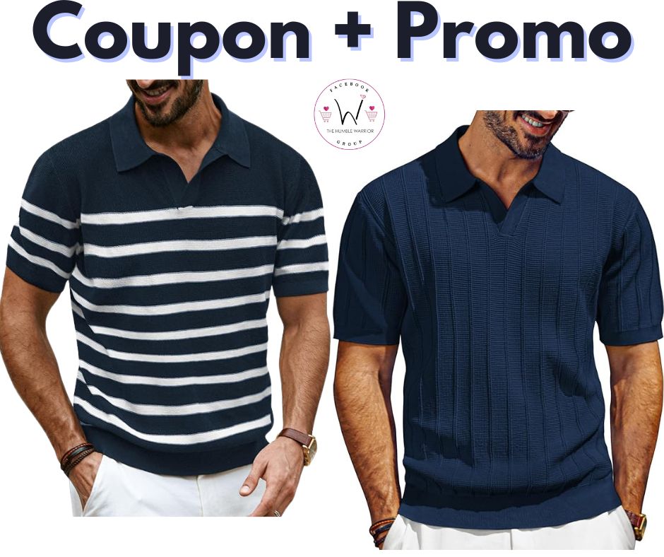 Men’s Textured Knit V-Neck Polo Shirt