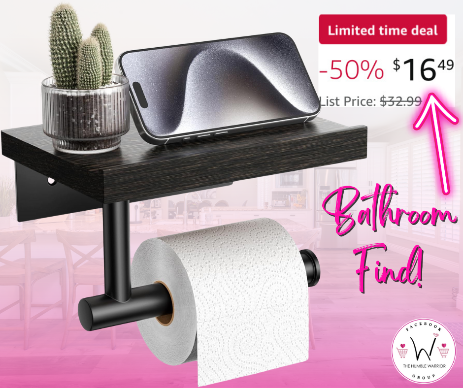 Toilet Paper Holder with Wood Shelf!