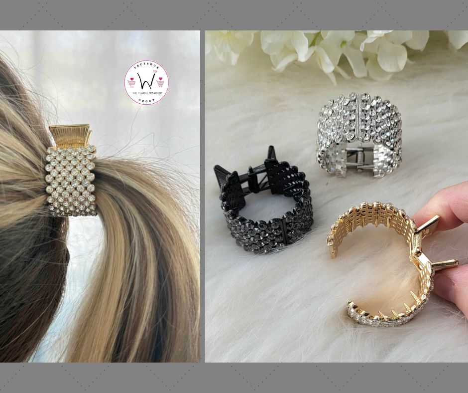 Bedazzled Metal Ponytail Hair Clips