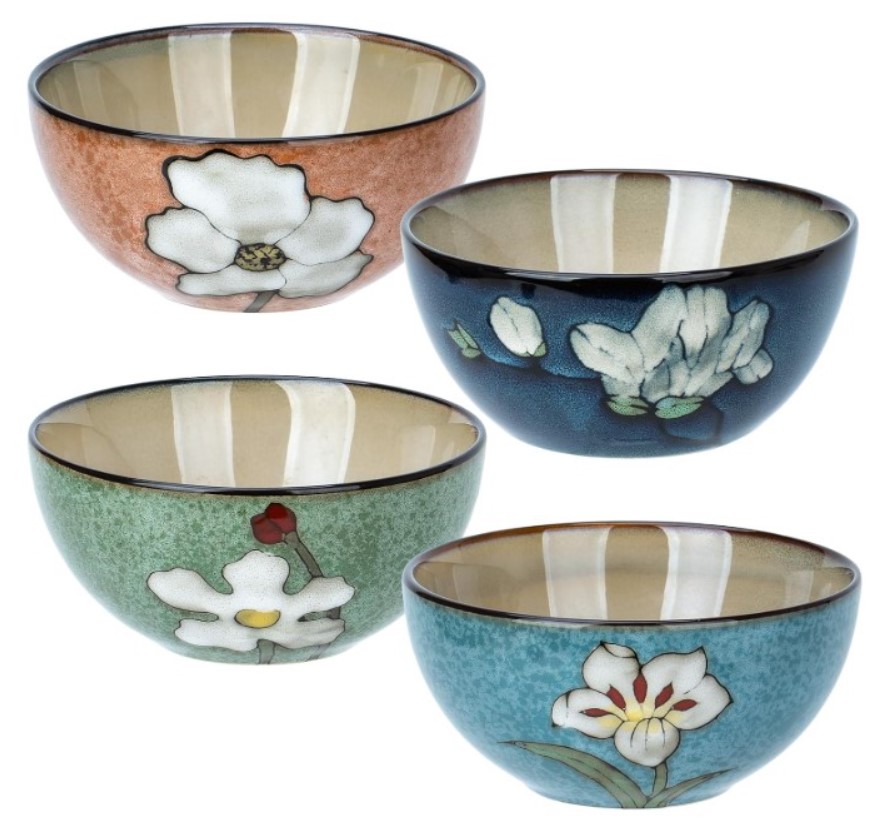 Set of 4 floral large ceramic bowls!