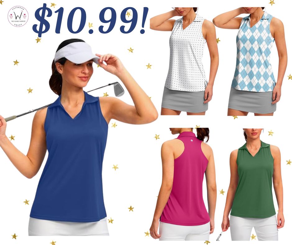 SANTINY Women’s UPF 50+ Sleeveless Racerback Golf Shirt!