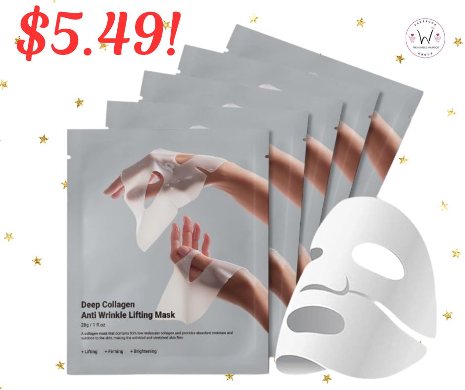 5 Pack Deep Collagen Overnight Face Mask Sheets!