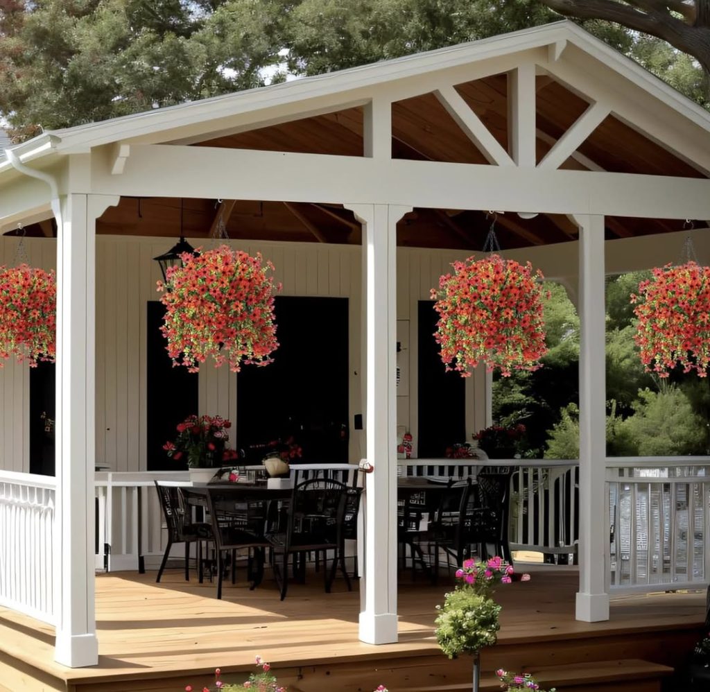 hanging faux flower baskets