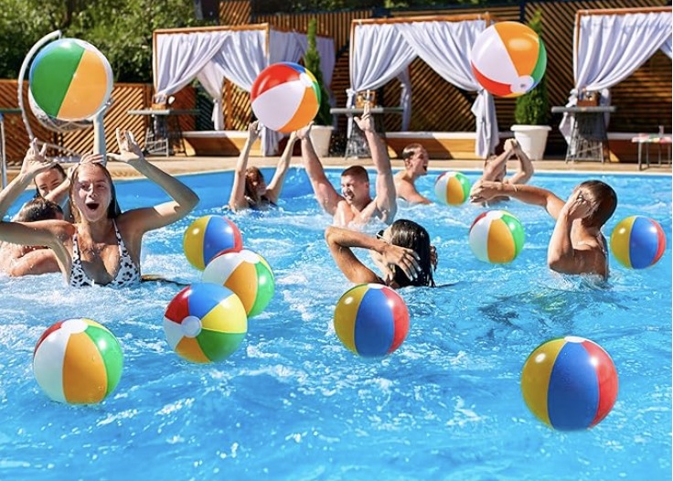 12-Pack inflatable rainbow color Beach Balls