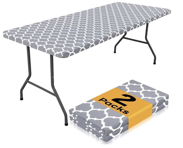 Smiry 2 Pack of Waterproof Elastic Fitted Tablecloths