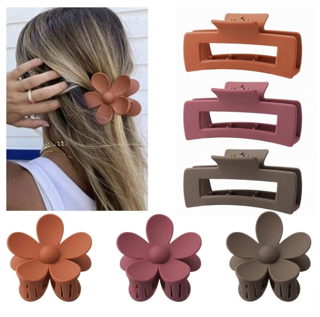 set of six large hair claw clips!