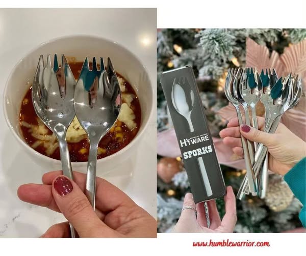 IQCWOOD Sporks, 4-Pack 18/10 Stainless Steel Sporks
