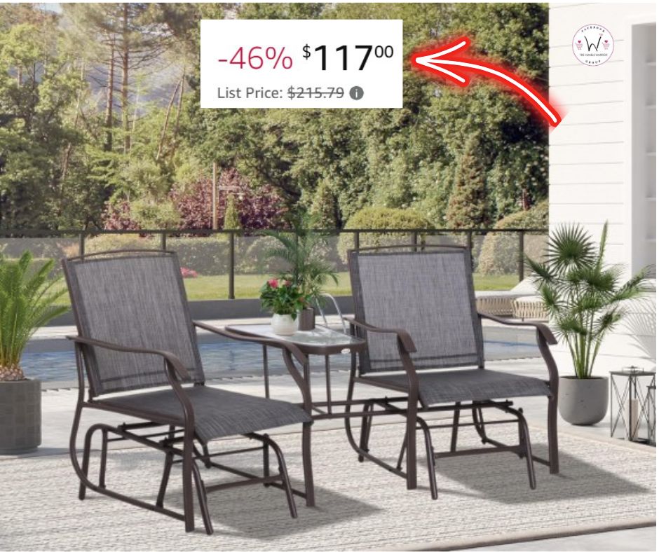 Outsunny 2-Person Outdoor Glider Chairs with Tempered Glass Table!