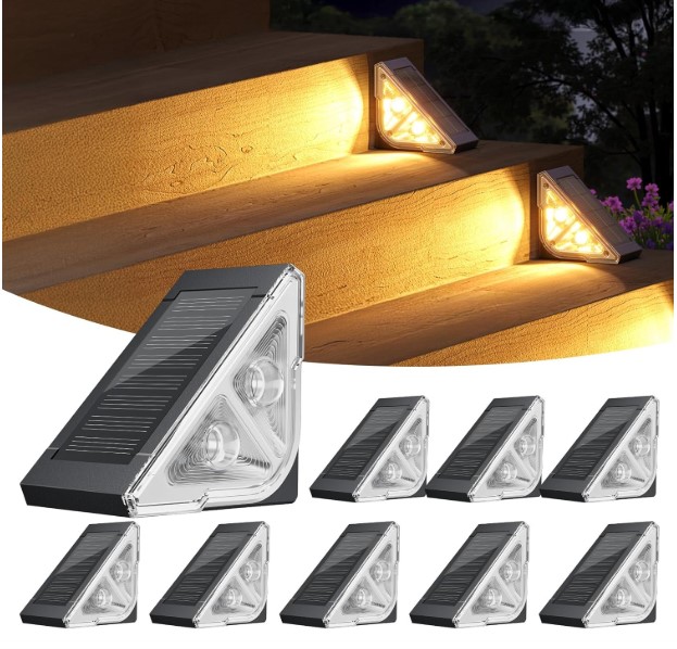 8 Pack solar-powered step lights