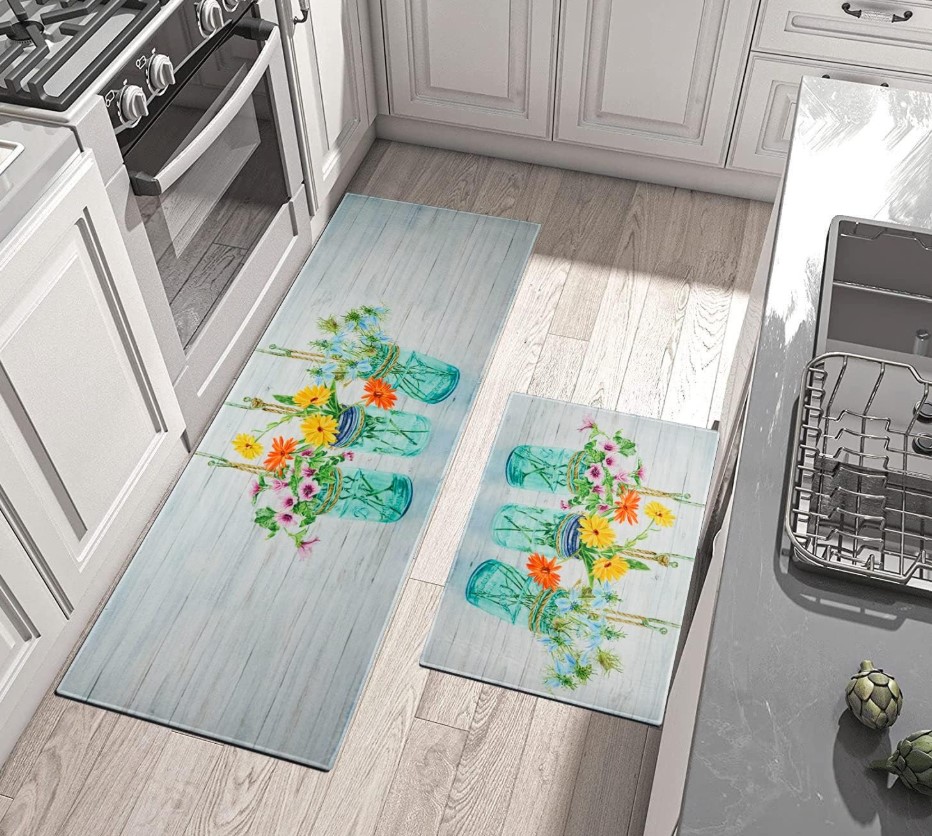 Set of 2 Floral Kitchen Mats!