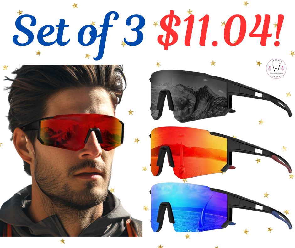 Set of 3 polarized sports sunglasses for men!