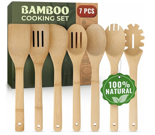 7-piece bamboo utensil set