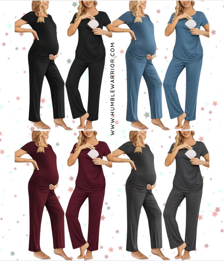 Ekouaer Maternity Nursing Pajama Set