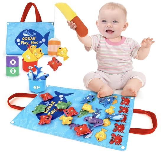 Montessori cloth fishing game