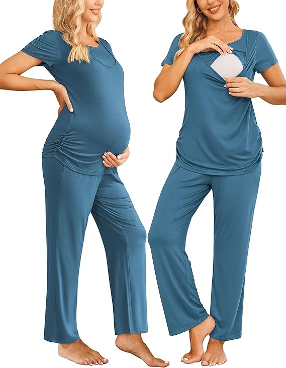 Ekouaer Maternity Nursing Pajama Set