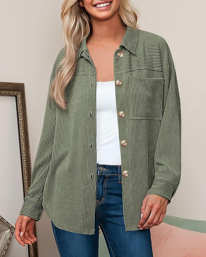PrettyGarden Oversized Button-Up Top!