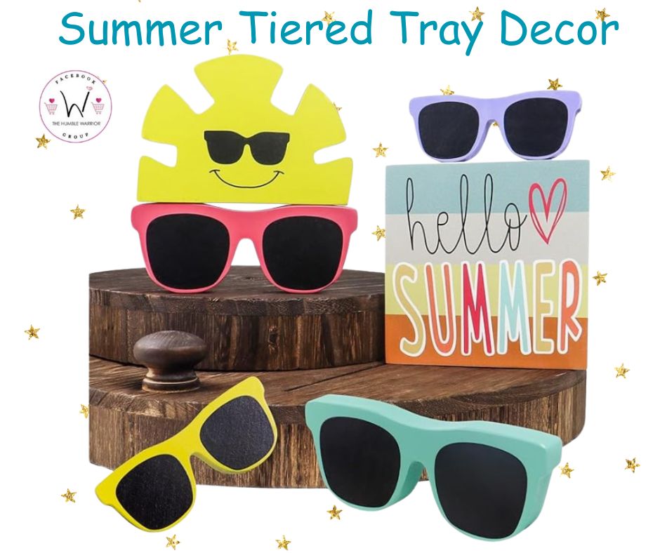 6 Pcs Summer Wooden Tiered Tray Set!