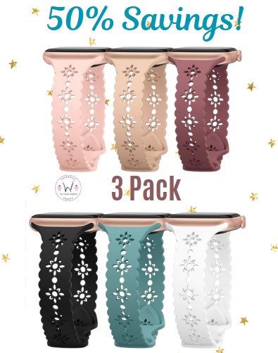 Sets of 3 Silicone Lace Hollow-out Waterproof Watch Bands!