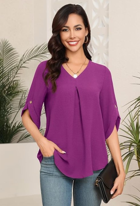 V-neck bell sleeve blouse!