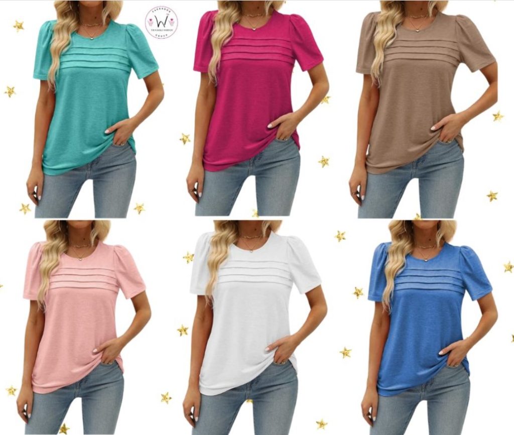 Pleated Puff Short Sleeve Top!