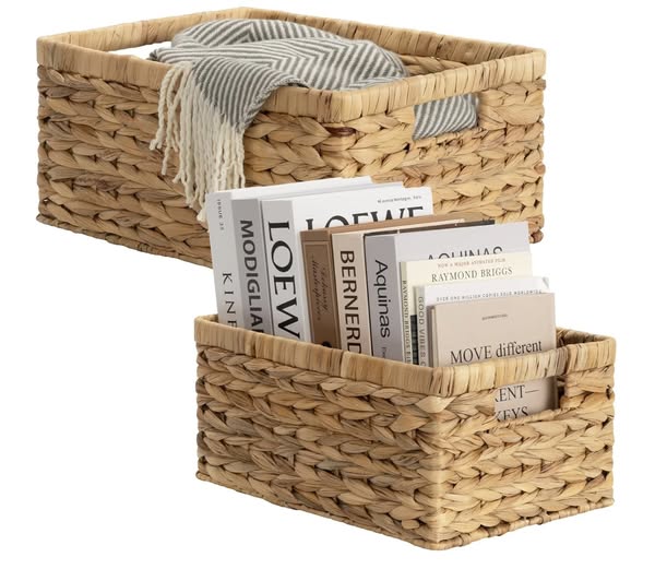 set of 2 StorageWorks Water Hyacinth Baskets