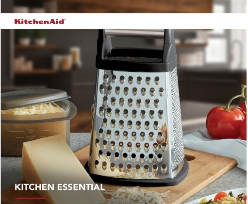 KitchenAid Gourmet 4-Sided Stainless Steel Box Grater in Black