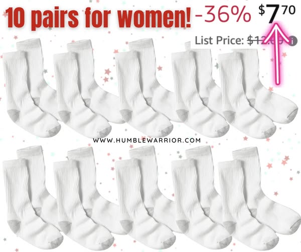 Hanes Women’s Soft Moisture-Wicking Crew Socks