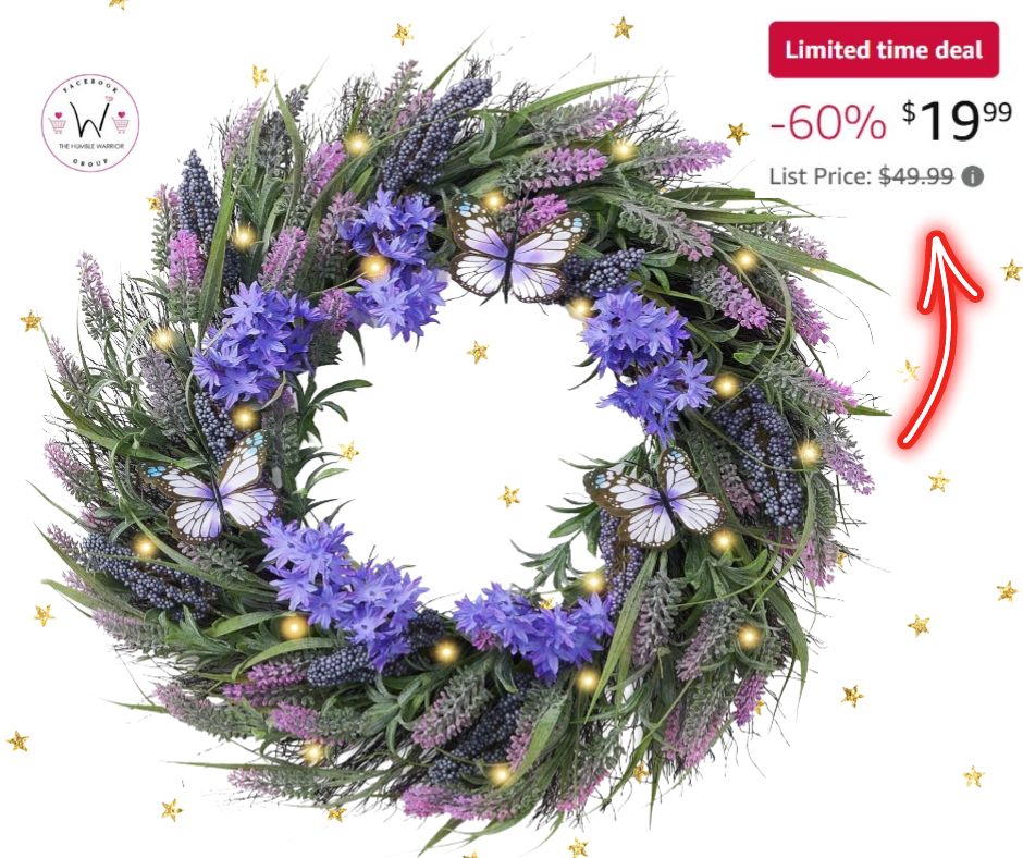 Valery Madelyn Summer Lavender Wreath with Lights!
