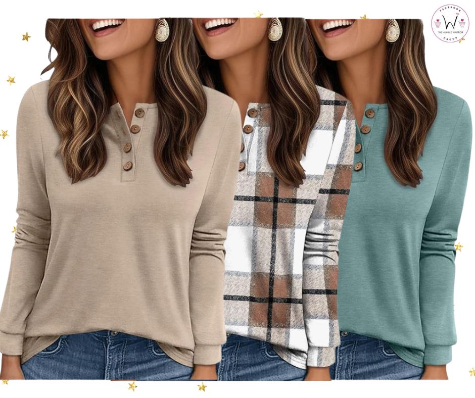 Long Sleeve Henley Top!