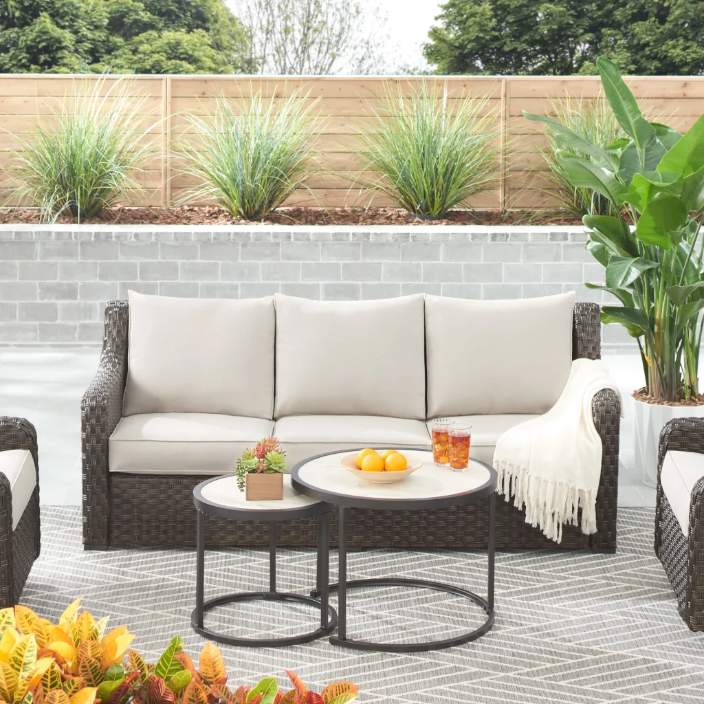 Better Homes & Gardens River Oaks Outdoor Sofa & Set of 2 Nesting Tables!