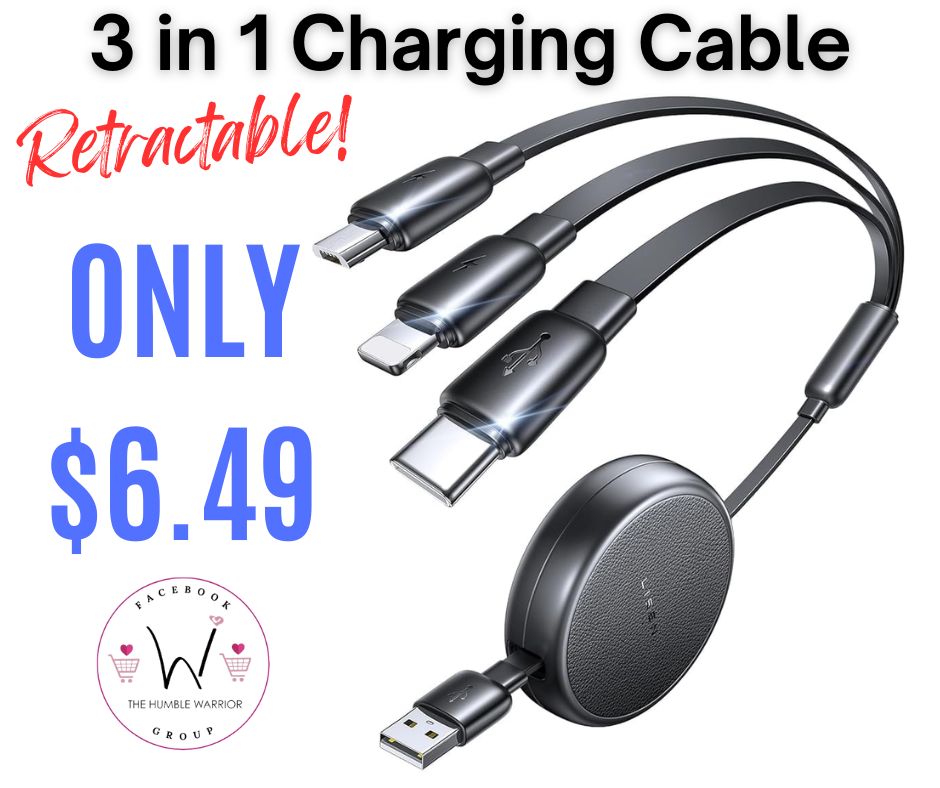 LISEN 3-in-1 Retractable Charging Cable