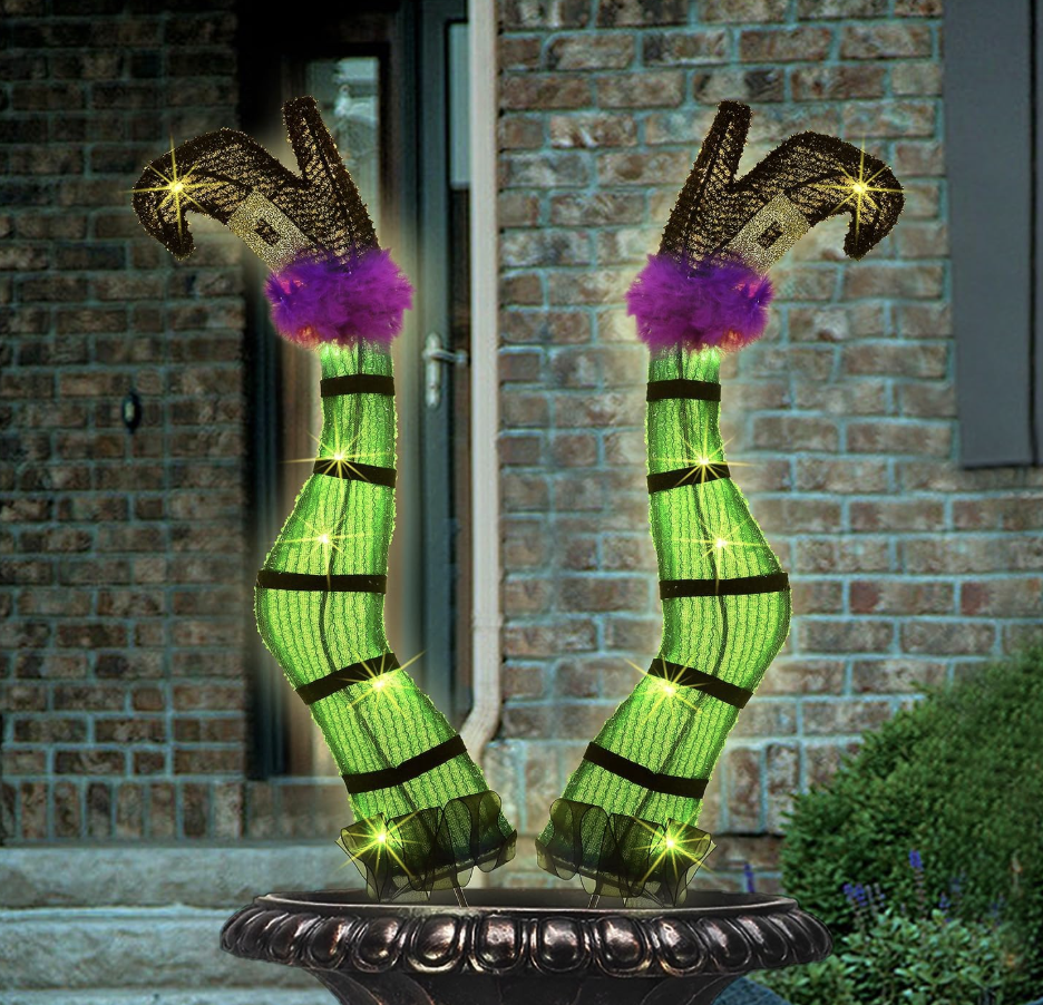 Set of 2 Halloween Lighted Wicked Witch Legs