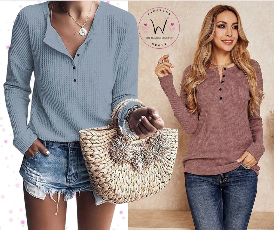 Dellytop Long Sleeve Henley Tops!