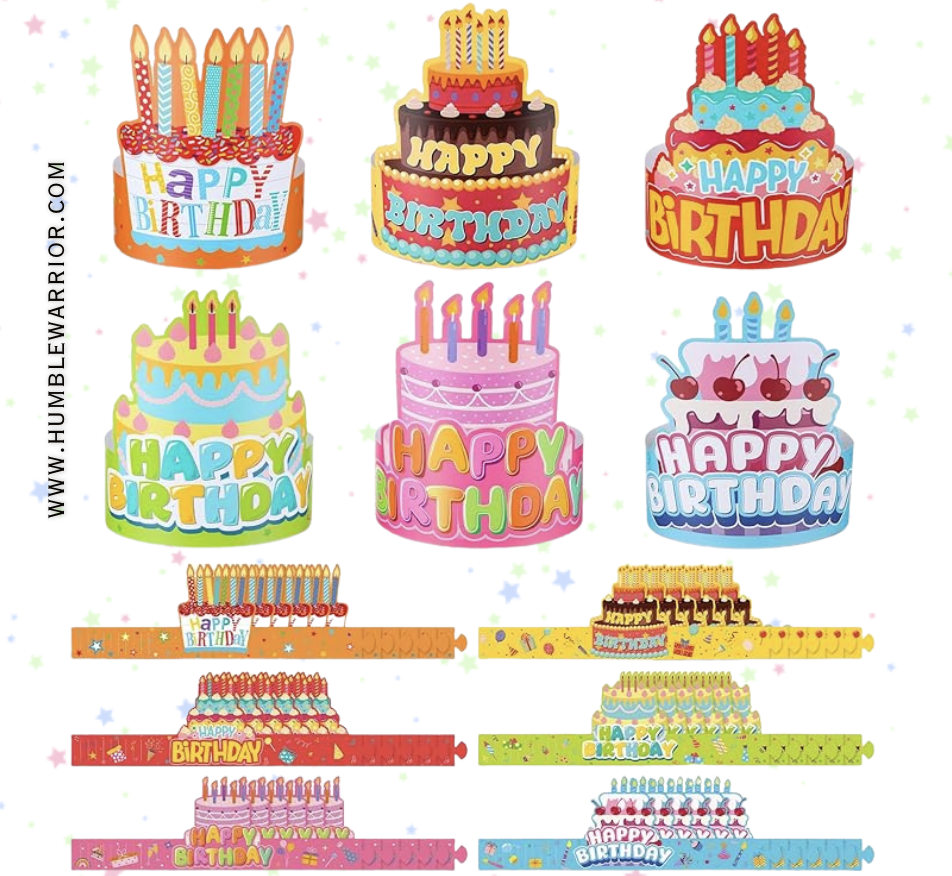 36-Pack of Colorful Birthday Party Crowns