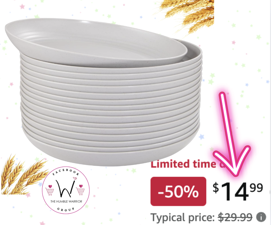 16pcs Grey Wheat Straw Plate Set!
