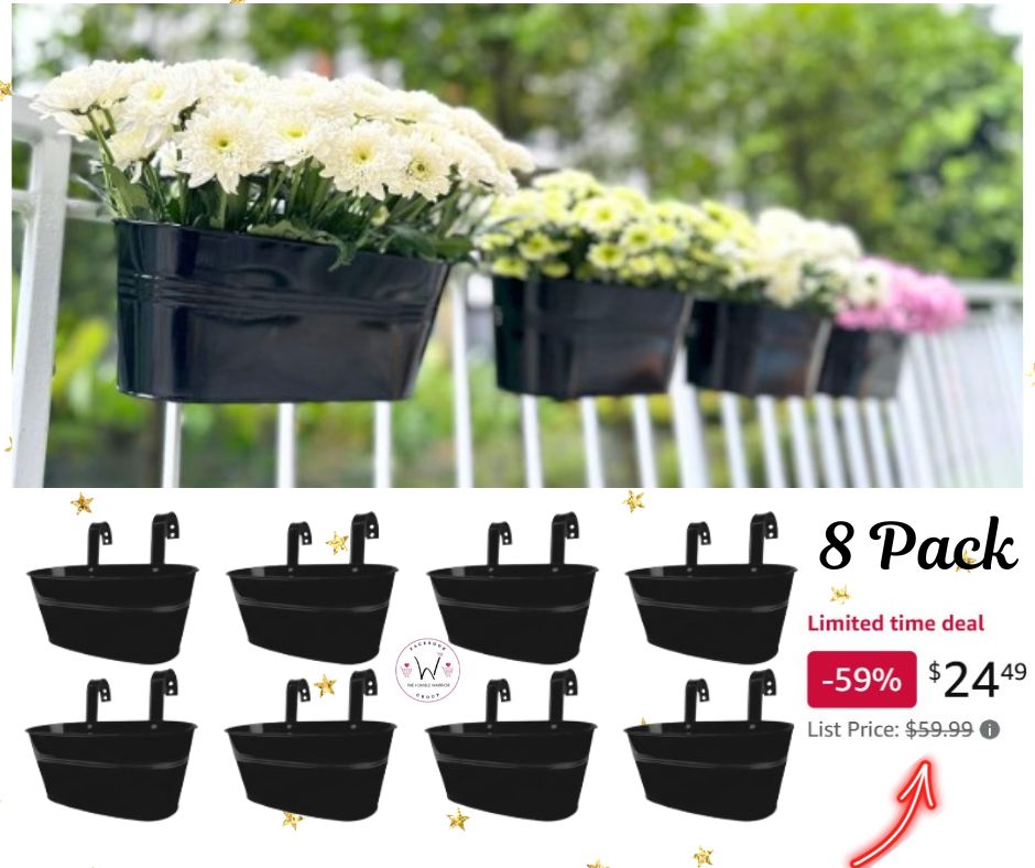Black metal hanging flower planters